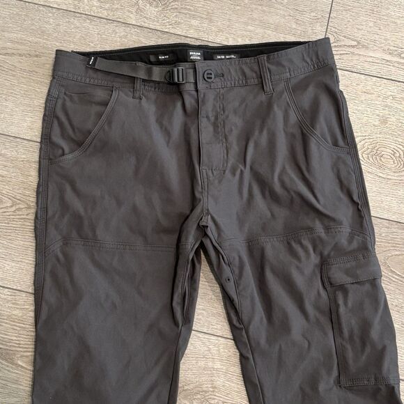 Prana Zion Pants Men 34x30 Gray Belted Hiking Outdoor Utility Slim Fit - Picture 2 of 8